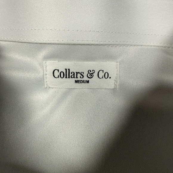 Collars & Co. Polo Shirt Mens Medium White Dress Collar Polyester Performance - Picture 3 of 9